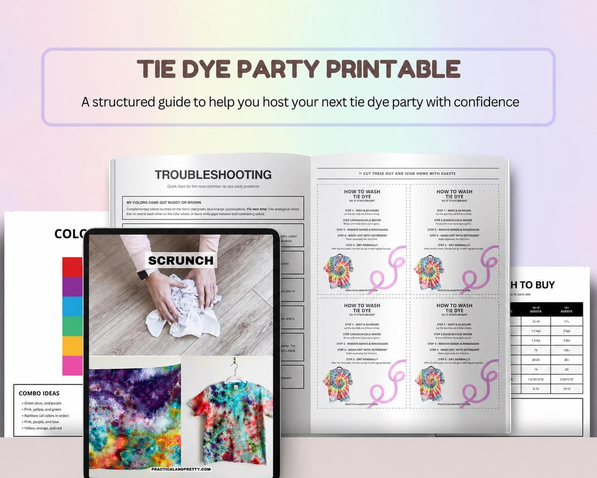 Tie Dye Party Printable Bundle | Instant Download PDF Planner, Host Checklist, Folding Guide | Tie Dye Birthday Party Kit, Kids Activity