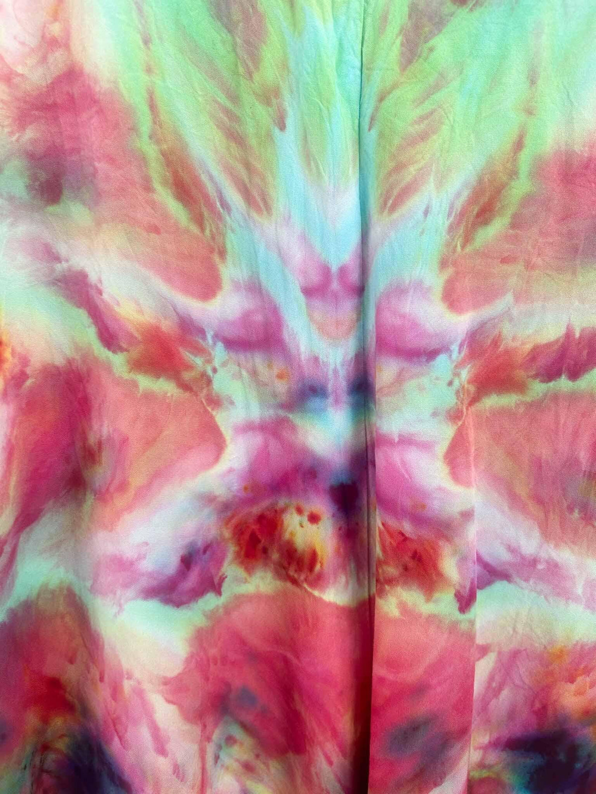 Size Small Ice Dye Tie Dye Dress | Rainbow Multicolor Deity Roll Rayon Hi Lo Dress| Boho Sundress | Handmade Gift
