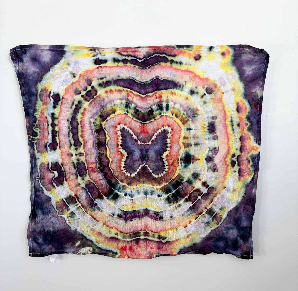 Butterfly Tie Dye Towel | Purple Pink Yellow Mandala Kitchen Towel | 27x27 Cotton Tea Towel | Boho Nature Lover Gift