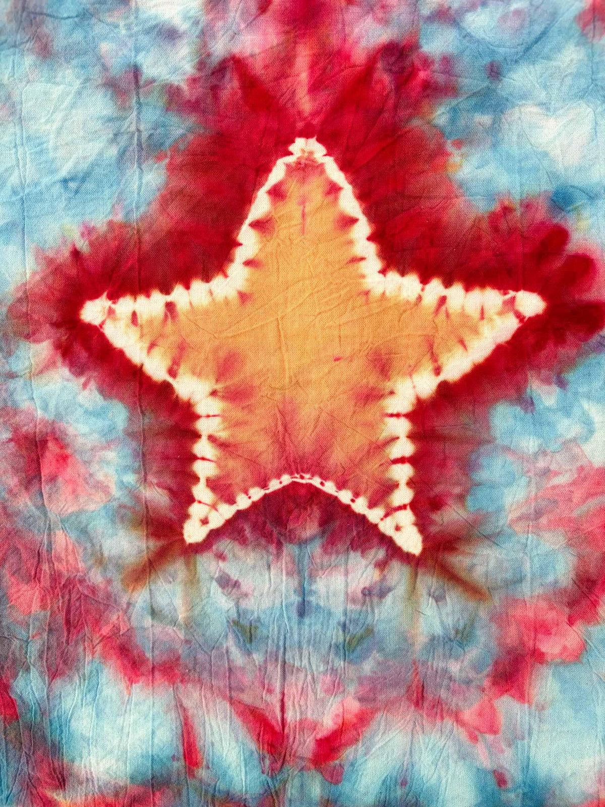 Red White Blue Star Tie Dye Towel | Patriotic Americana Kitchen Towel | 27x27 Cotton Tea Towel | 4th of July Gift